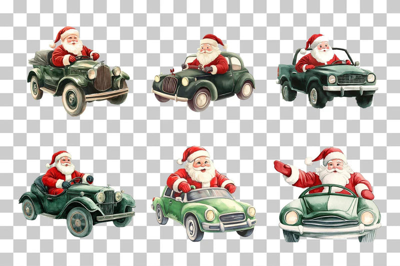 Santa Driving Car Clipart Bundle - CraftNest - Digital Crafting and Art