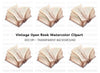 Vintage Open Book Clipart Bundle