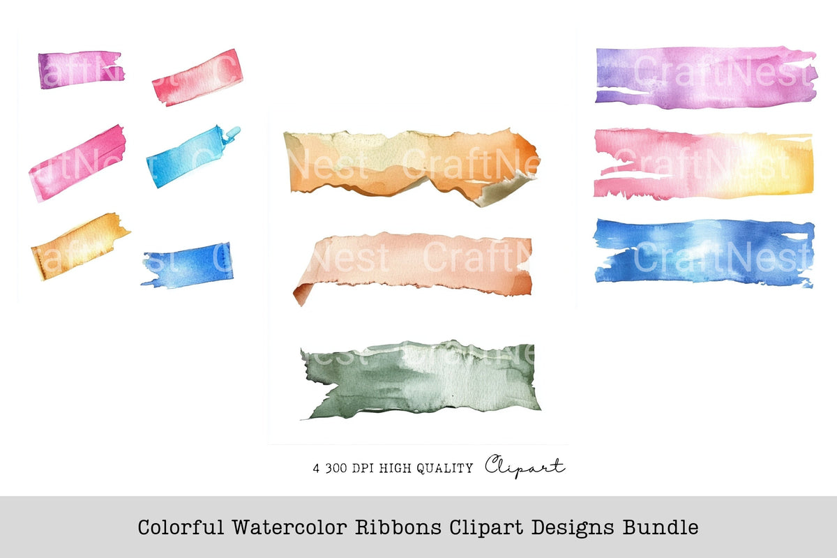 Colorful Ribbons Designs Clipart Bundle