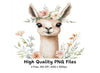 Cute Llama with Floral Accents Clipart Bundle