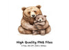 Cute Mama Bear and Cub Clipart Bundle