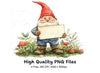 Cute Gnomes Holding Blank Signs Clipart Bundle