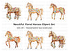 Floral Decorated Horses Clipart Bundle