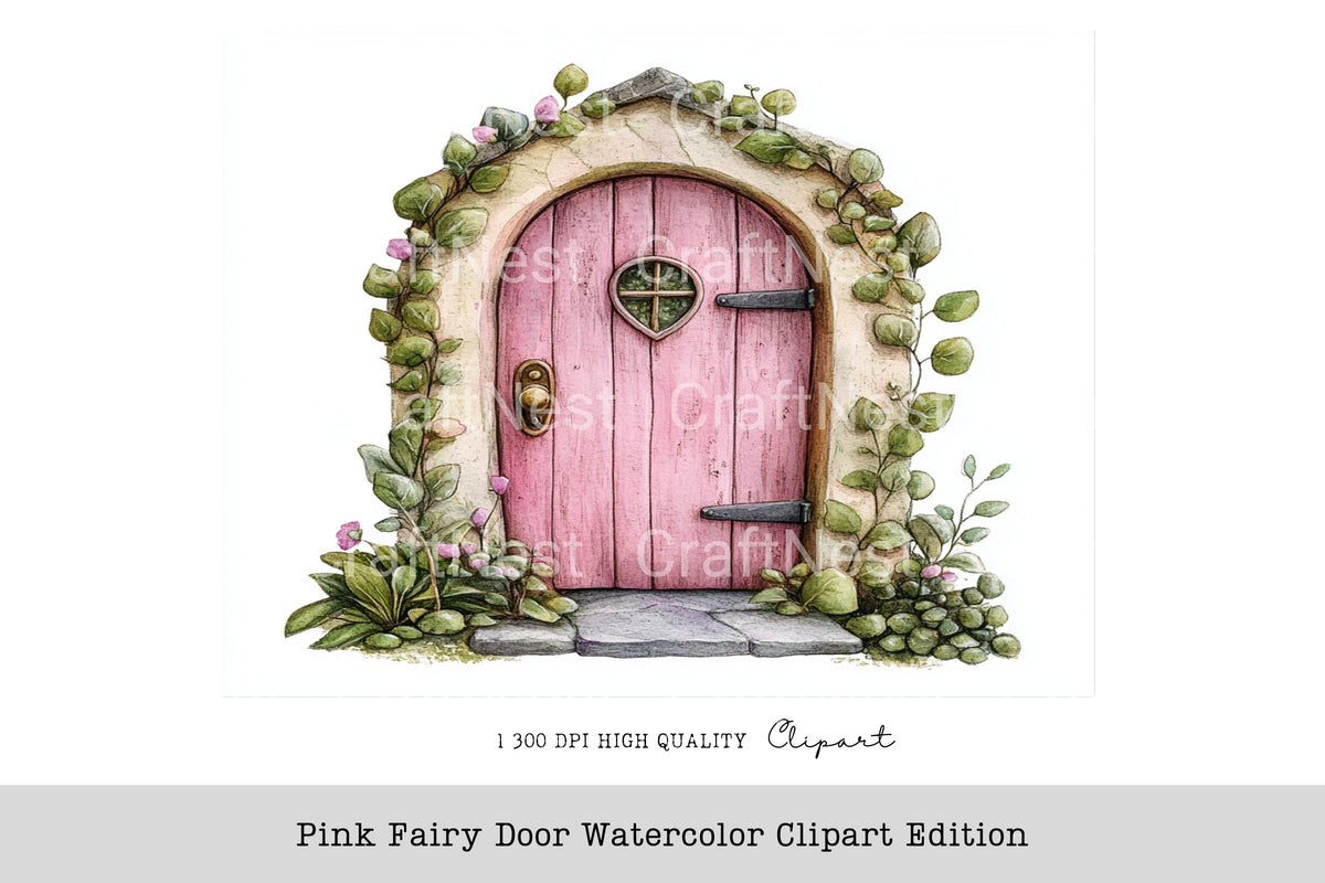 Pink Fairy Door Edition Clipart Bundle