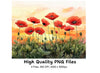 Poppy Field Sunset Landscape Clipart Bundle
