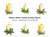 Elegant White Christmas Candles Clipart Bundle