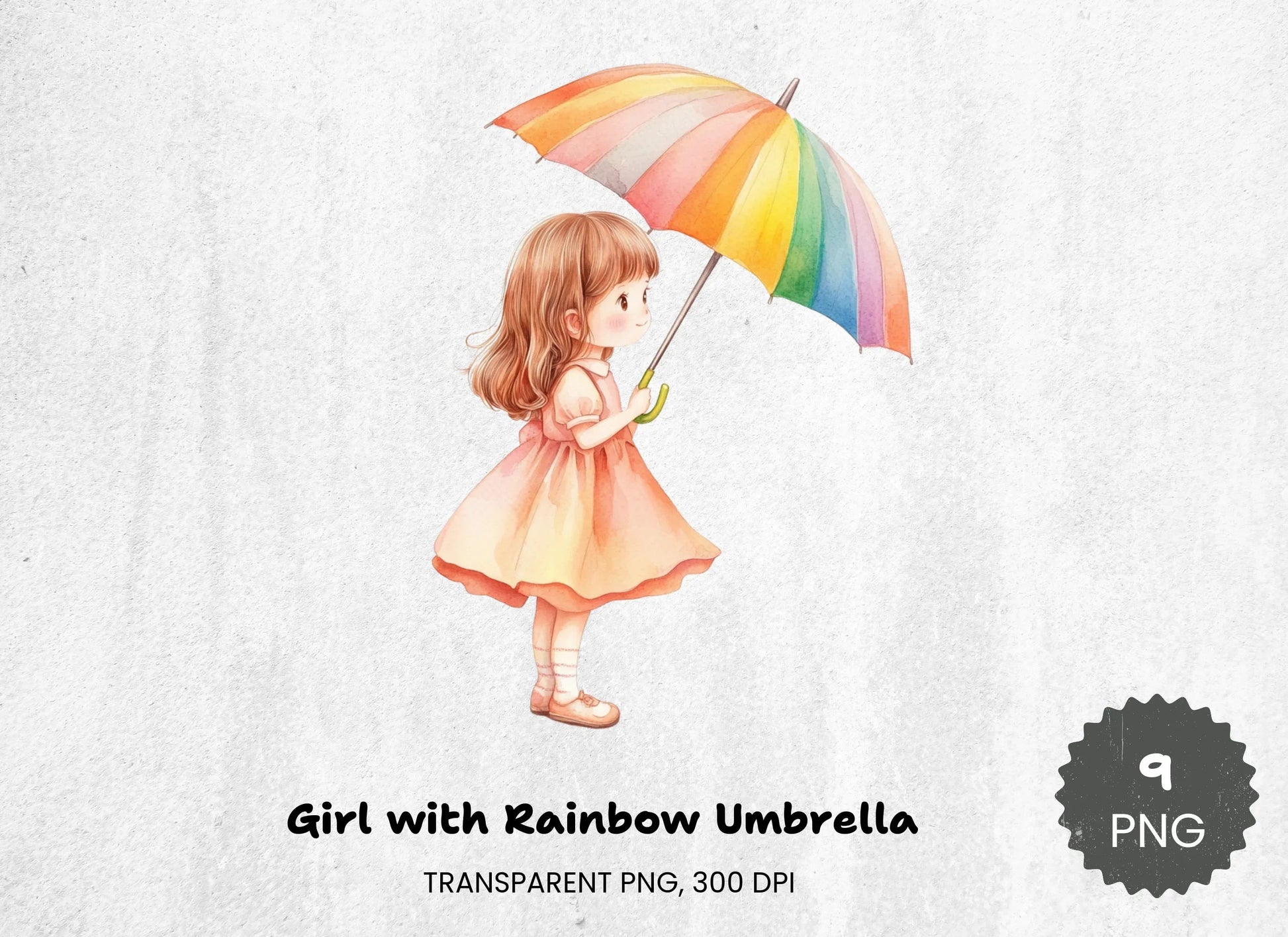 Girl with Rainbow Umbrella Clipart Bundle - CraftNest - Digital Crafting and Art