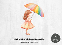 Girl with Rainbow Umbrella Clipart Bundle - CraftNest - Digital Crafting and Art