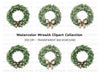 Christmas Bay Leaf Wreaths Clipart Bundle