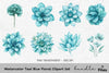 Teal Blue Floral Clipart Bundle