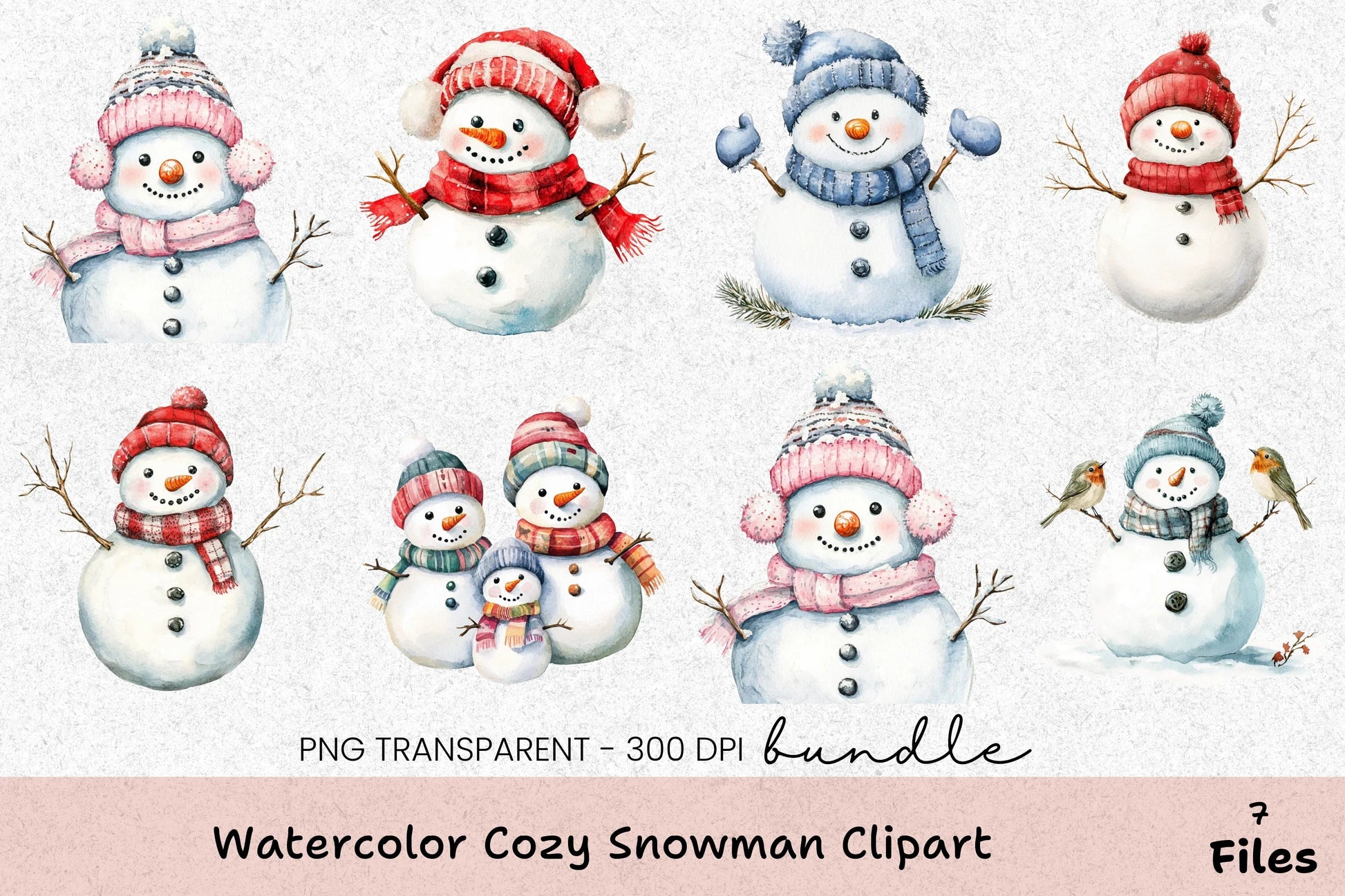 Cozy Snowman Clipart Bundle - CraftNest - Digital Crafting and Art