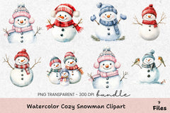 Cozy Snowman Clipart Bundle - CraftNest - Digital Crafting and Art