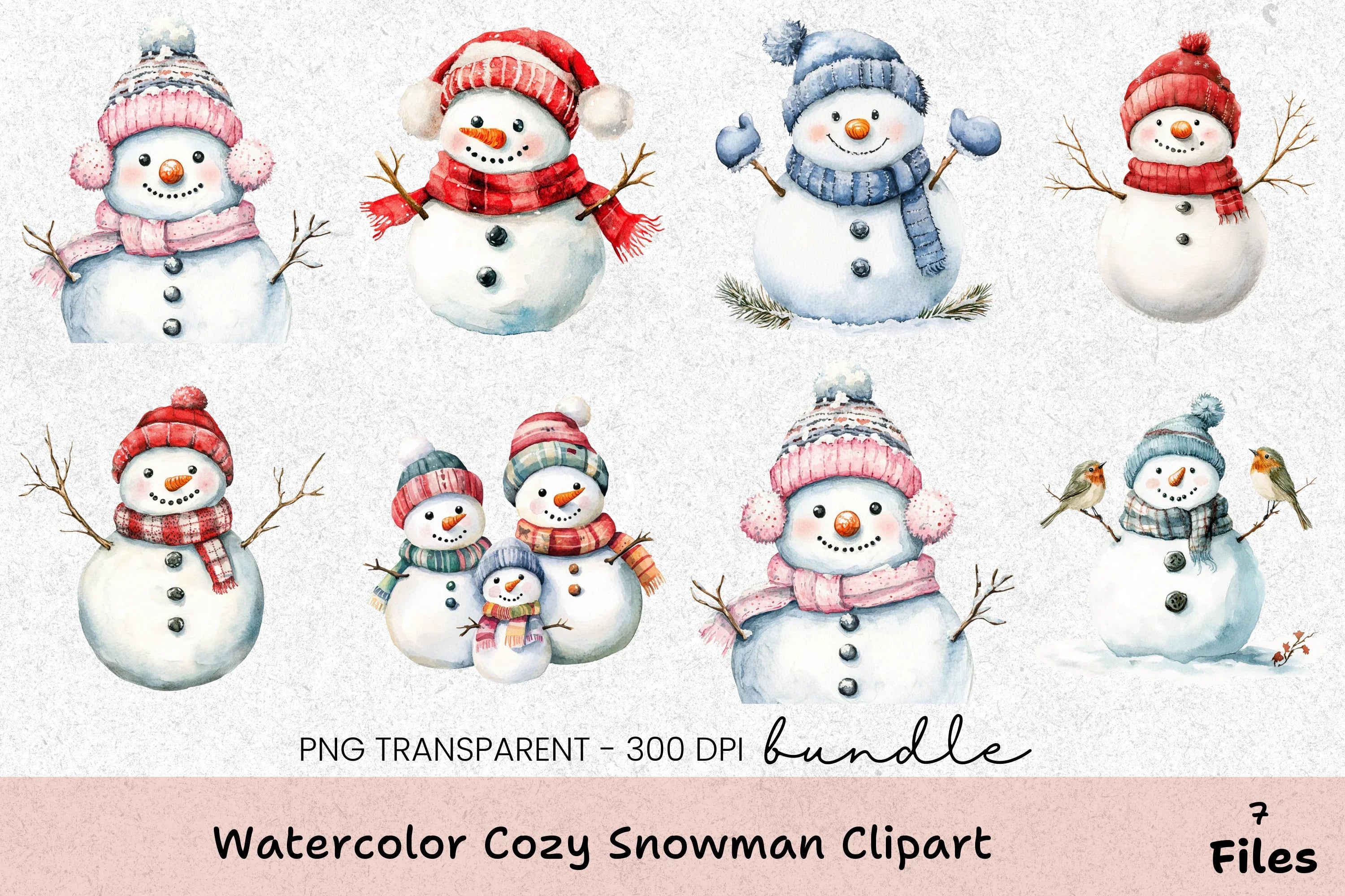 Cozy Snowman Clipart Bundle - CraftNest - Digital Crafting and Art