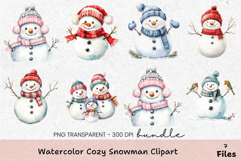Cozy Snowman Clipart Bundle - CraftNest - Digital Crafting and Art