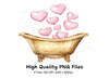 Golden Bathtubs with Pink Hearts Clipart Bundle