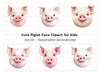 Adorable Pig Faces Clipart Bundle