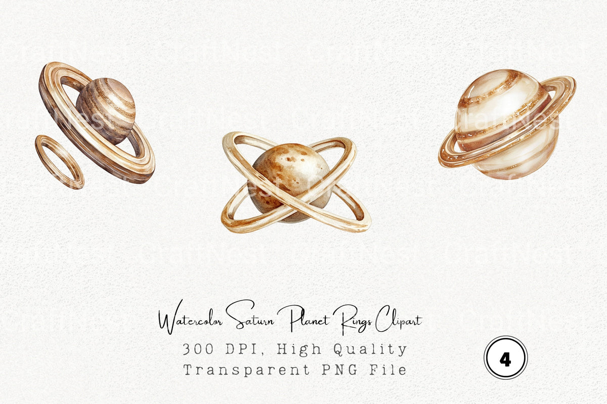 Saturn Planet Rings Clipart Bundle