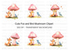 Whimsical Fox and Bird Clipart Bundle