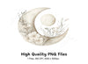 Elegant Floral Crescent Moon Clipart Bundle
