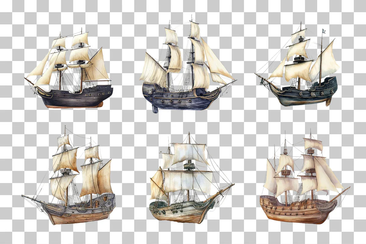 Pirate Sailing Ship Clipart Bundle - CraftNest - Digital Crafting and Art