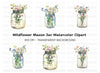 Wildflower Mason Jar Clipart Bundle