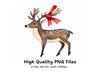 Charming Deer with Red Bows Clipart Bundle