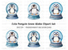 Cute Penguin Snow Globe Illustrations Clipart Bundle