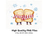 Cute Toast Friends Winter Clipart Bundle