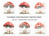 Teddy Bears Under Mushroom Valentine Clipart Bundle