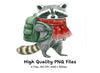 Cute Raccoon Backpack Clipart Bundle