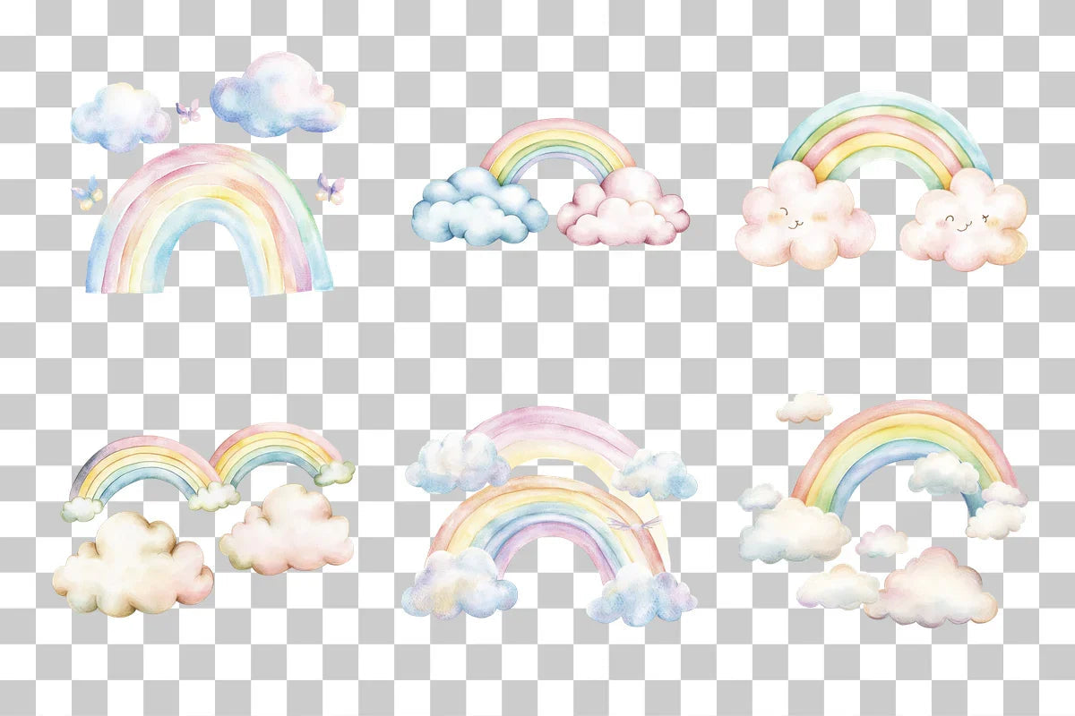 Rainbow Cloud Sky Elements Clipart Bundle - CraftNest - Digital Crafting and Art