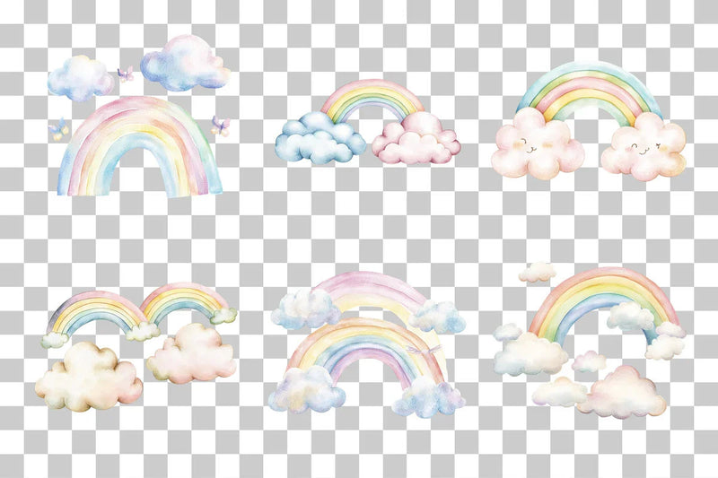 Rainbow Cloud Sky Elements Clipart Bundle - CraftNest - Digital Crafting and Art