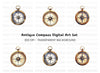 Vintage Compass Clipart Bundle