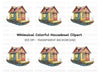 Colorful Floating House Clipart Bundle