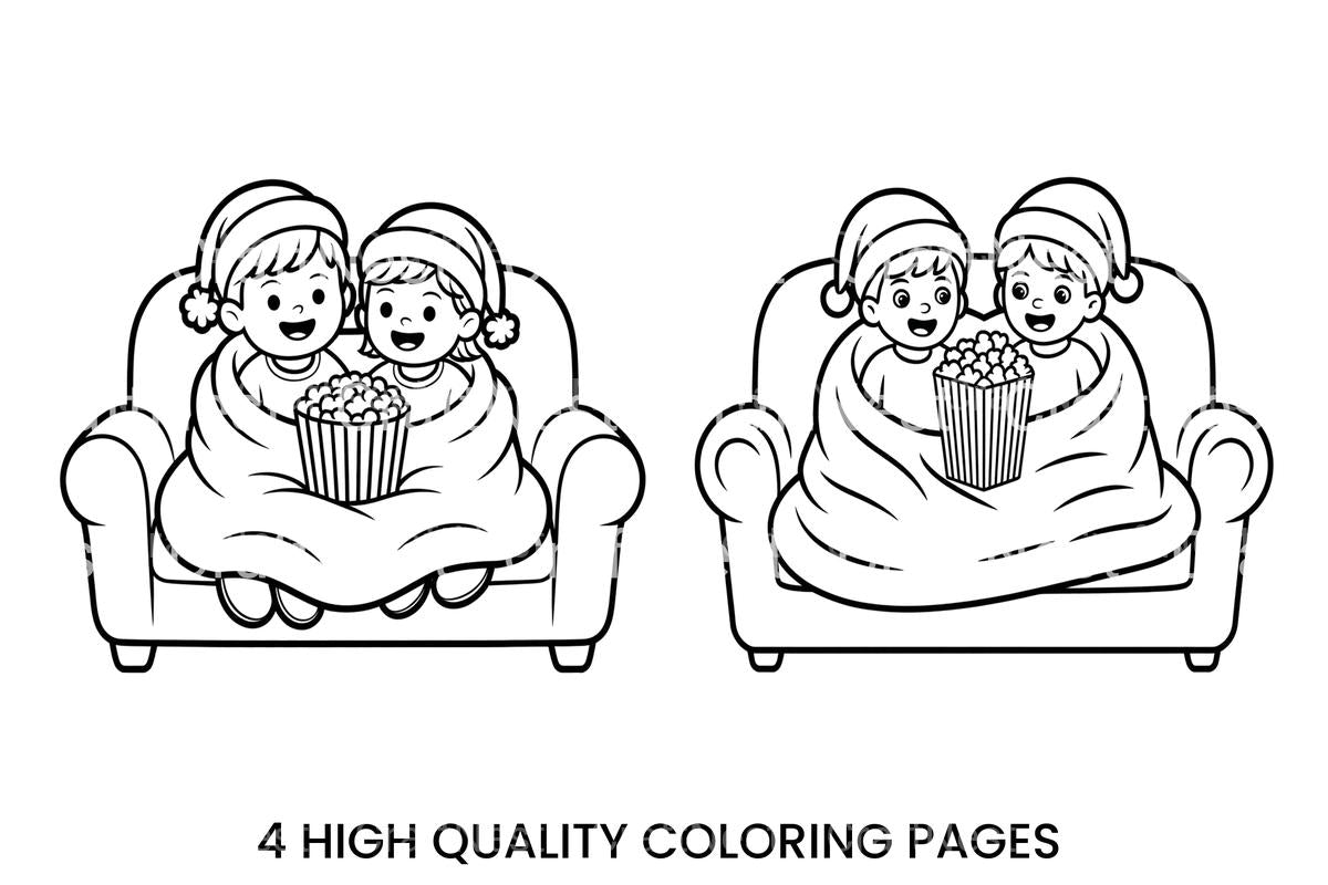 Cozy Christmas Movie Night Coloring Books