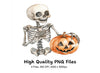 Cute Skeletons with Halloween Pumpkins Clipart Bundle