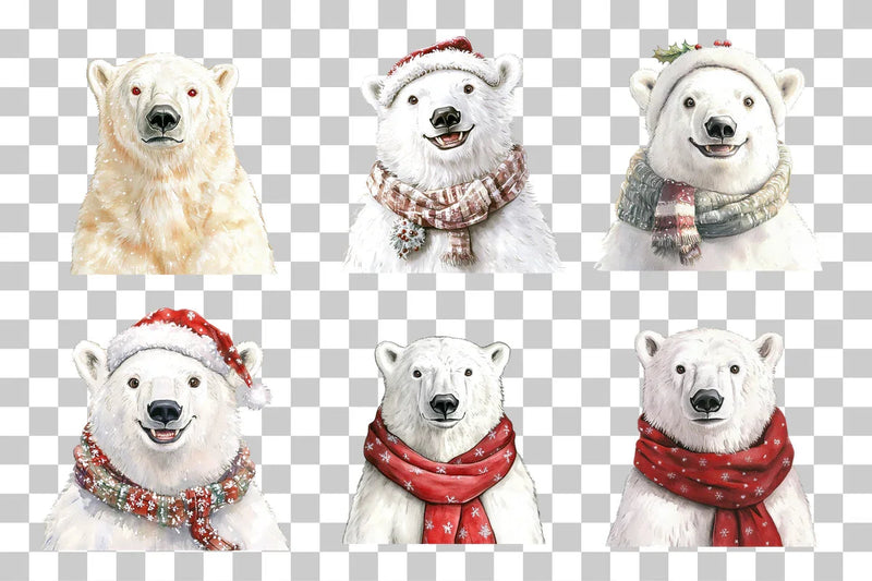 Christmas Polar Bear Clipart Bundle - CraftNest - Digital Crafting and Art
