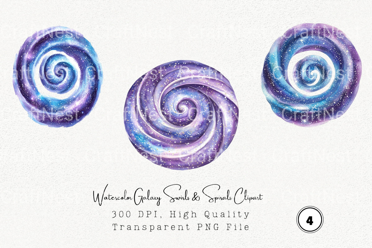 Galaxy Swirls Spirals Clipart Bundle
