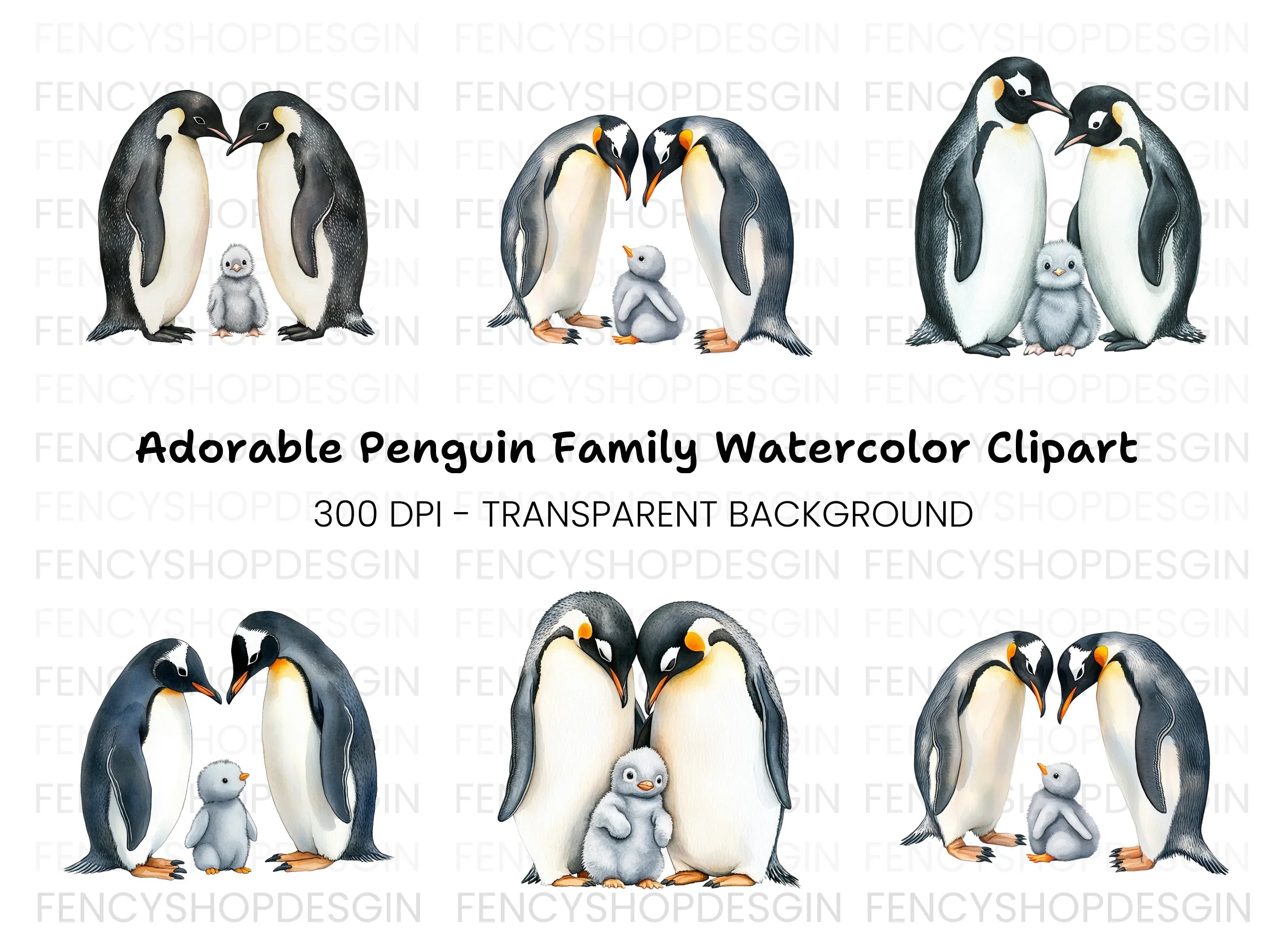 Adorable Penguin Family Clipart Bundle