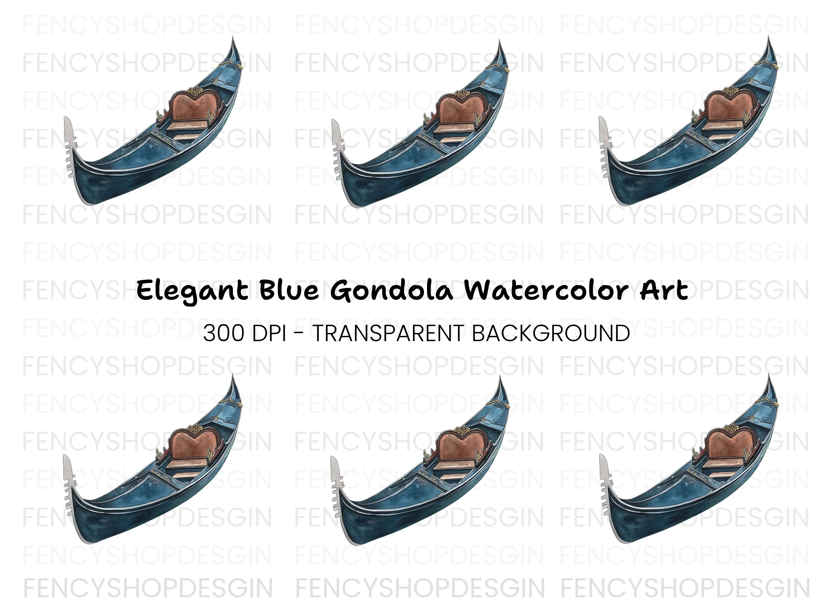 Elegant Venetian Gondola Clipart Bundle