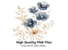 Rustic Blue and Brown Floral Clipart Bundle