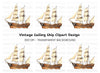 Classic Wooden Sailing Ship Clipart Bundle