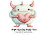 Cute Monster Heart Clipart Bundle