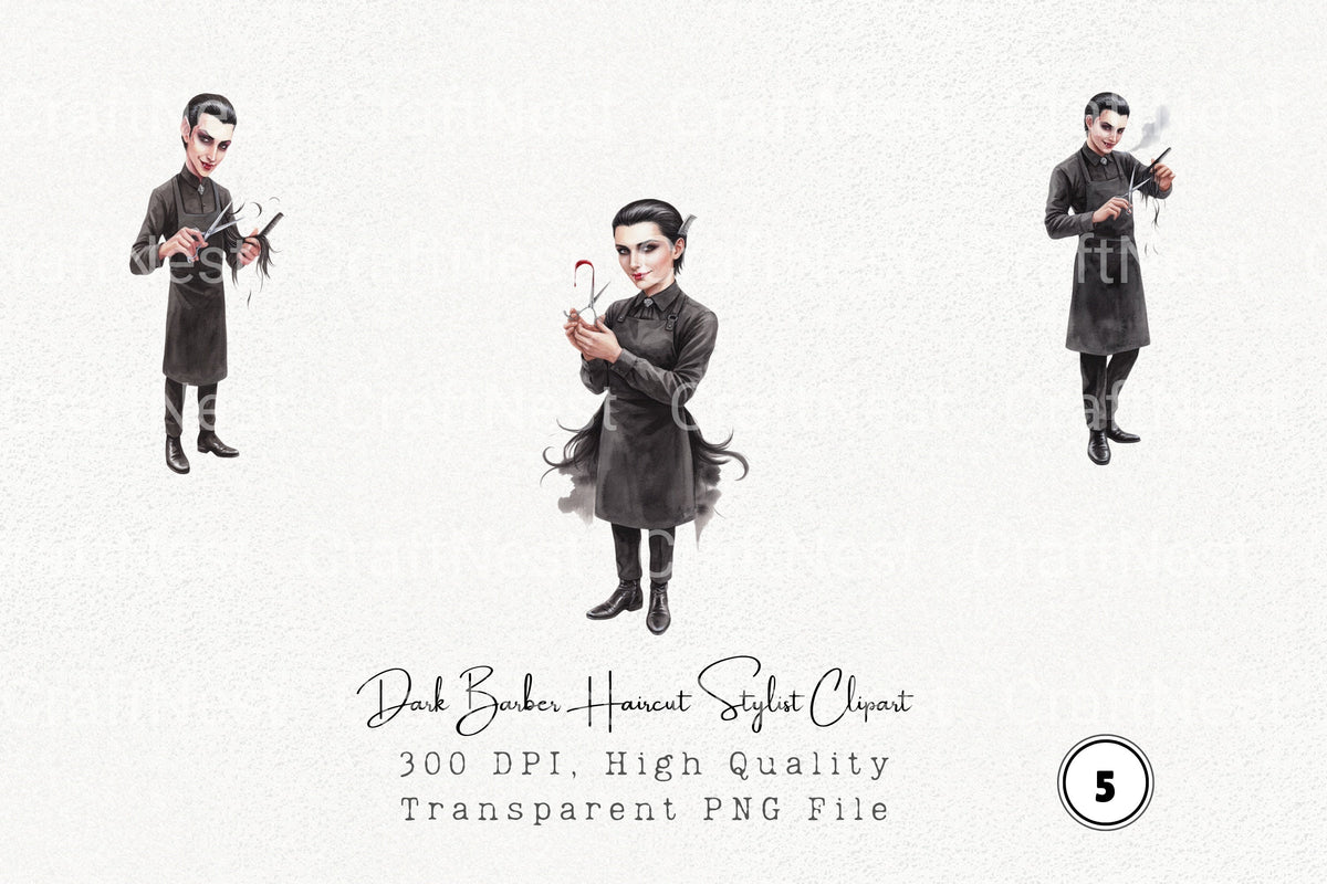 Dark Barber Haircut Stylist Clipart Planner