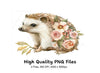 Cute Hedgehog Floral Clipart Bundle