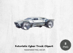 Futuristic Cyber Truck Clipart Bundle - CraftNest - Digital Crafting and Art