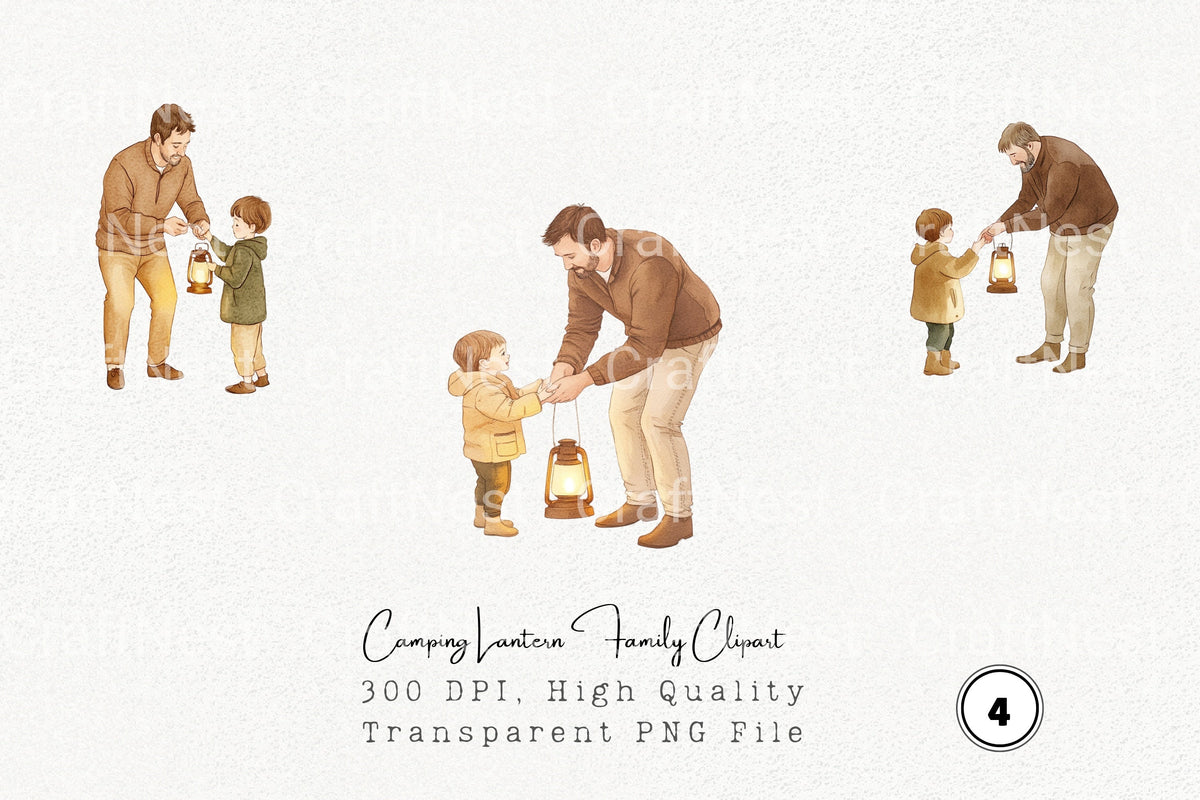 Camping Lantern Family Clipart Bundle