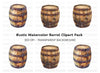 Wooden Barrels Clipart Bundle