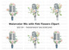 Vintage Microphones with Pink Flowers Clipart Bundle