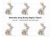Adorable Grey Rabbit Clipart Bundle